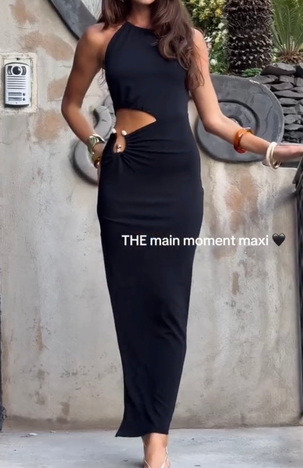 Solid Color Elegant Slim Fit Sexy Cutout Sheath Dress