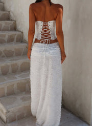 Sexy Lace Backless Top Irregular Skirt Two-Piece Set