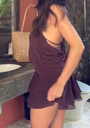 Pure Hot Girl Halter Deep V Low Collar Sleeveless Dress