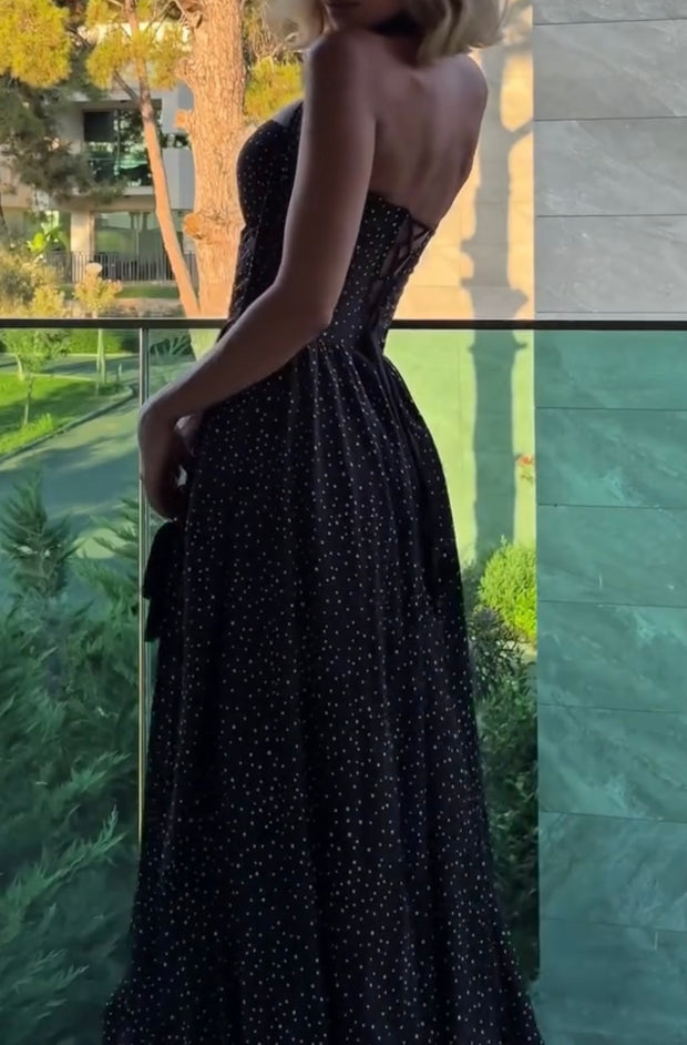 Sexy Bandeau Spotted Halter Dress