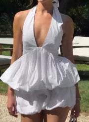 Lace-up Halterneck Bow Dress