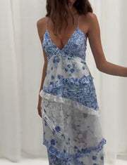 Simple Sexy Lace Stitching Floral Slip Dress