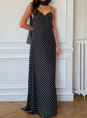 Temperament Dot Sexy V-neck Strap Backless Dress