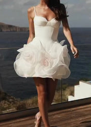 Sexy Straps Tulle Three-Dimensional Flower Puffy Jumpsuit Skirt