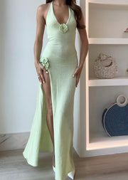 Sexy V-neck Backless Halter Knitted Dress