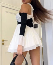 Sexy Tube Top Double Color Stitching Dress