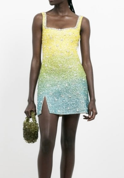Temperament Camisole Beaded Gradient Skirt