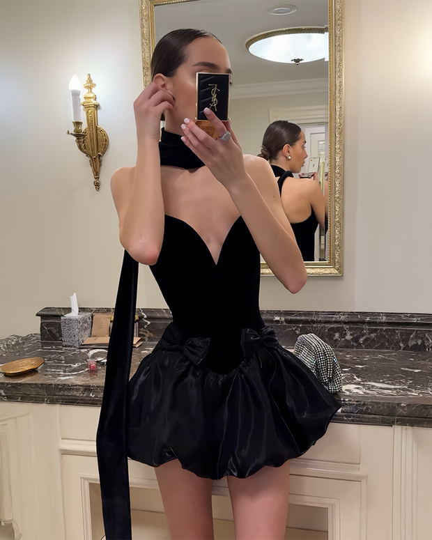 Sexy Tube Top Strappy Bow Slim Waist Dress