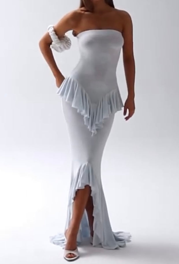 Sexy Tube Top Tight Ruffled Slim Fit Dress