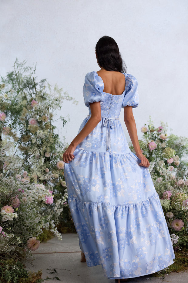 The Emma Dress in Chambray Blue Baroque