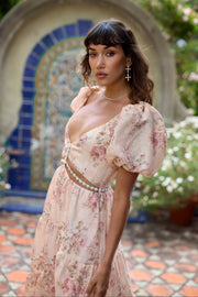 The Emma Dress in Peach Tapestry