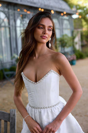 The Evie Dress in White Windsor Brocade