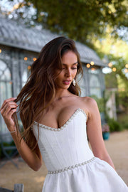 The Evie Dress in White Windsor Brocade