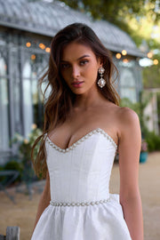 The Evie Dress in White Windsor Brocade