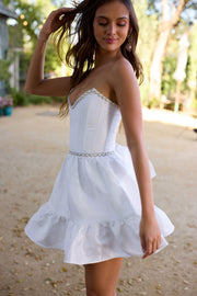 The Evie Dress in White Windsor Brocade
