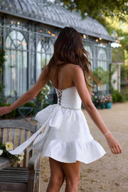 The Evie Dress in White Windsor Brocade