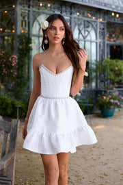 The Evie Dress in White Windsor Brocade