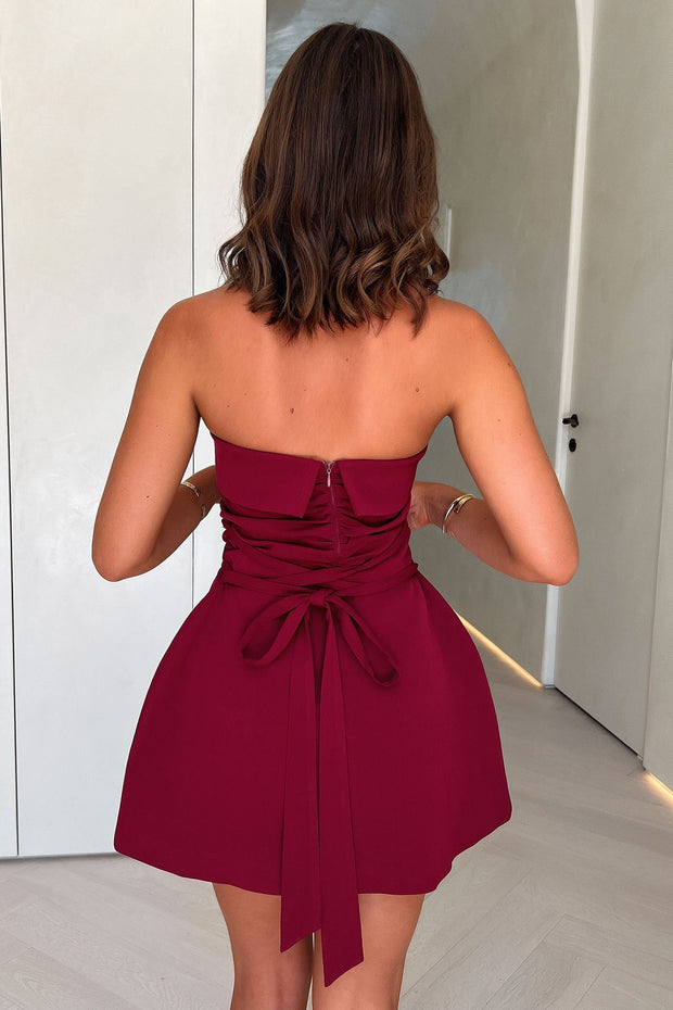 Evonne Strapless Mini Dress - Burgundy