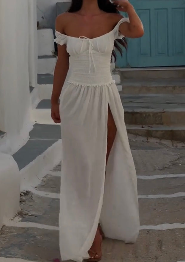 Fashion Casual Temperament Summer Sexy Stitching Drop Shoulder Dress