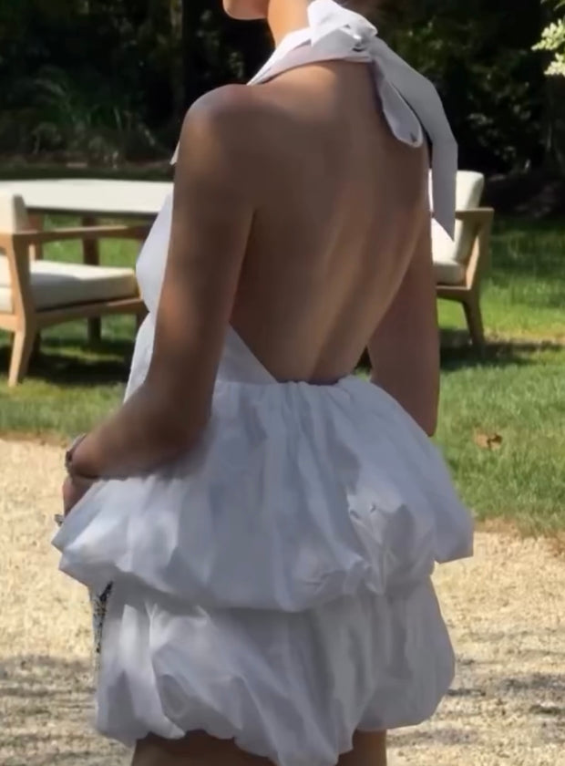 Lace-up Halterneck Bow Dress