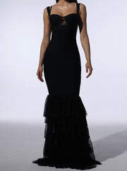 Mesh Sexy Lace Bandage Women's Fashion Evening Dress