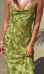 Temperament Camisole Embroidered Sequins Waist Girdle Dress