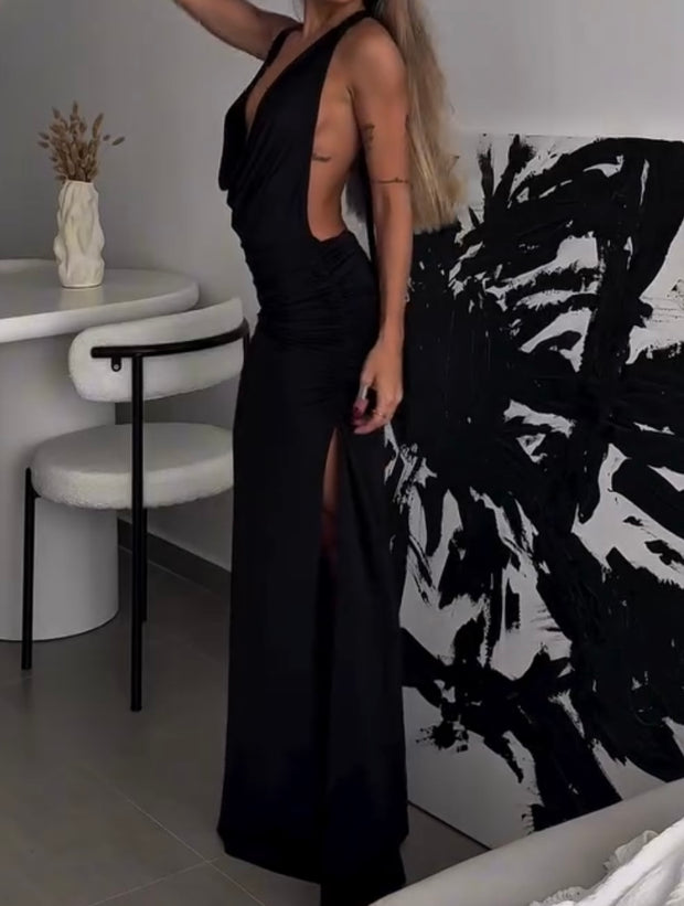 Sexy Deep V Hollow Backless Dress