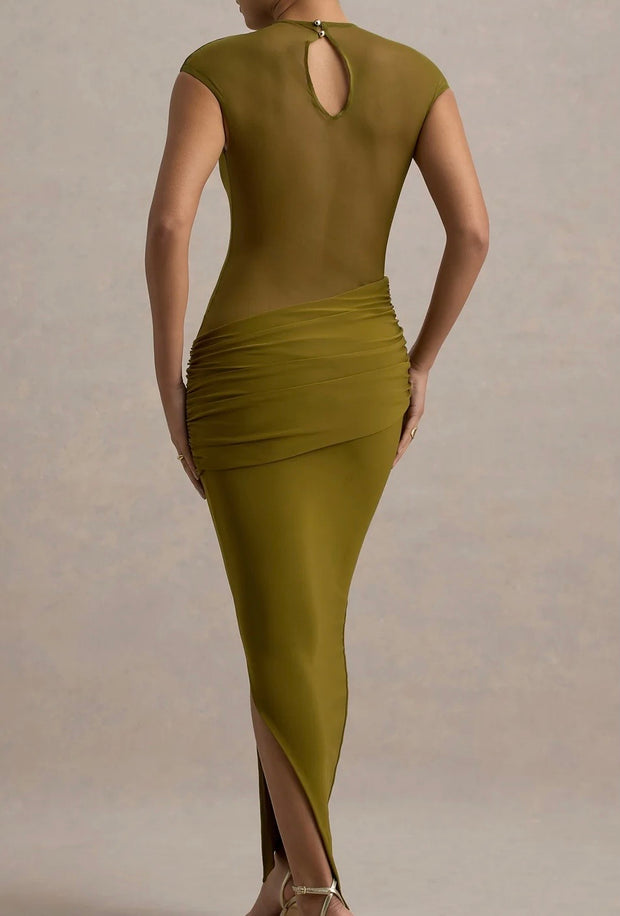 Fashion Hollowed-out Mesh See-through round Neck Sleeveless Dress