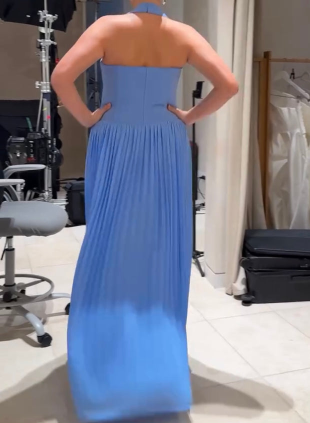 Elegant Halter Pleated Dress