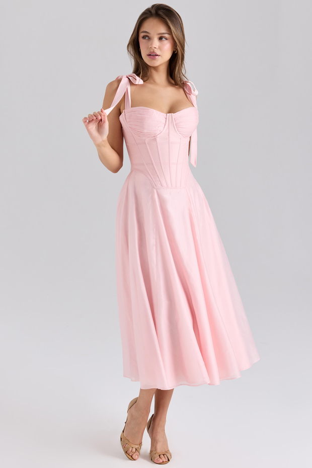Sexy Strappy Bow Lace-up Solid Color Dress