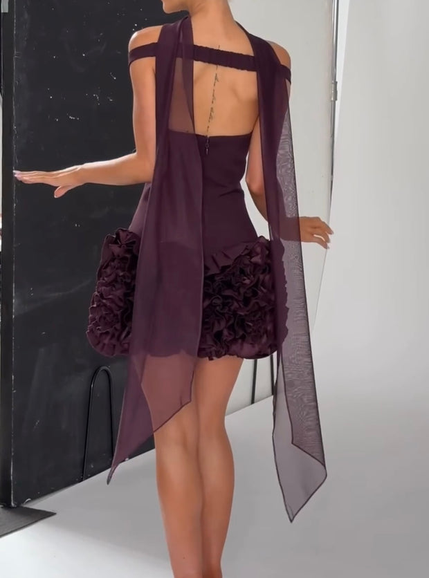 Socialite Style Elegant Sexy Three-Dimensional Flower Texture Tube Top Dress