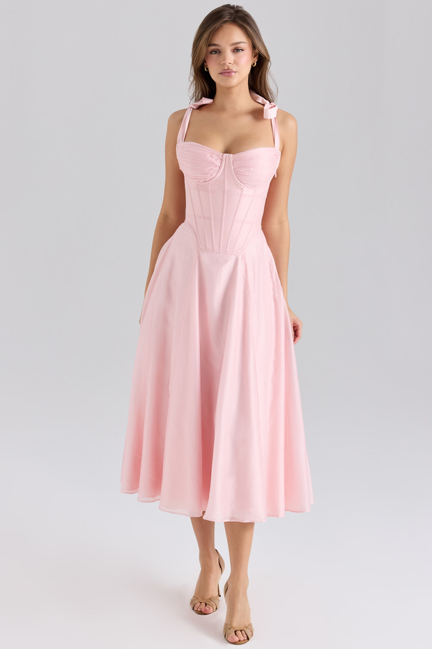 Sexy Strappy Bow Lace-up Solid Color Dress