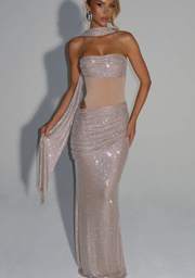 Sexy Bright Halter Gold Glitter Sheath Dress