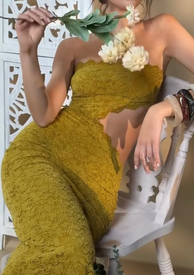 Fashion Sexy Lace Cutout Split Dress