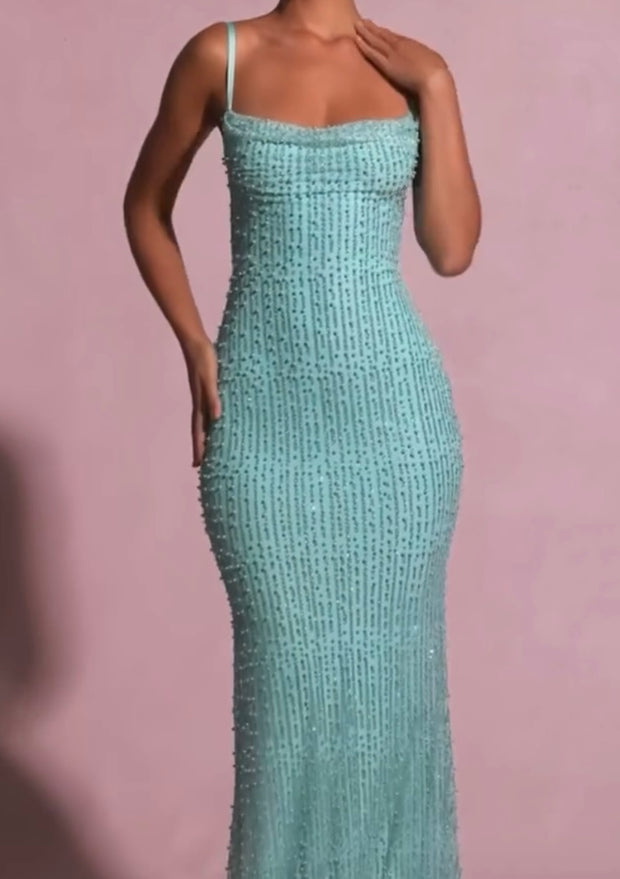 Sexy Sleeveless Cold-Shoulder Beaded Dress