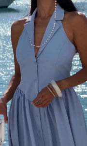 Elegant Sleeveless Lapel Simple Dress