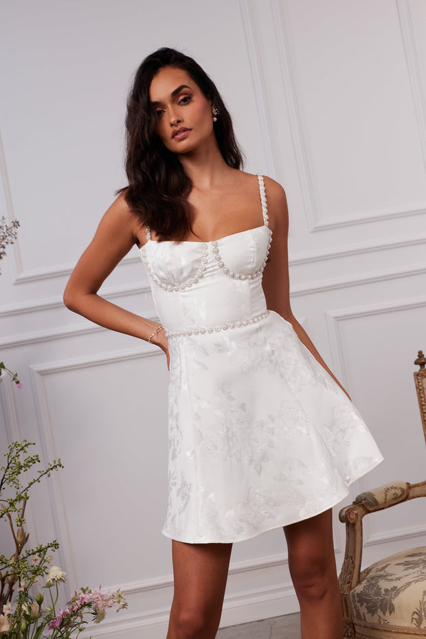 The Gianna Dress in White Baroque Floral