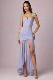 Ruched Asymmetric Corset Gown in Lilac