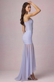 Ruched Asymmetric Corset Gown in Lilac
