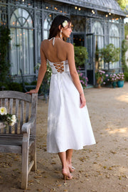 The Heidi Dress in White Windsor Brocade