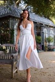 The Heidi Dress in White Windsor Brocade
