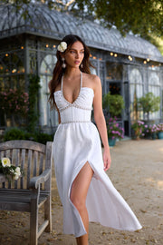 The Heidi Dress in White Windsor Brocade