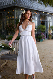 The Heidi Dress in White Windsor Brocade