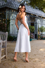 The Heidi Dress in White Windsor Brocade
