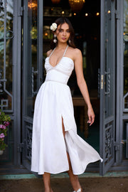 The Heidi Dress in White Windsor Brocade