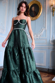 The Lucetta Dress in Emerald Baroque Floral
