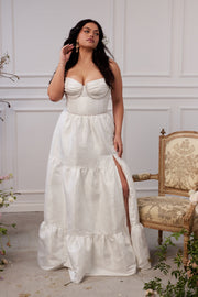 The Lucetta Dress in White Windsor Brocade