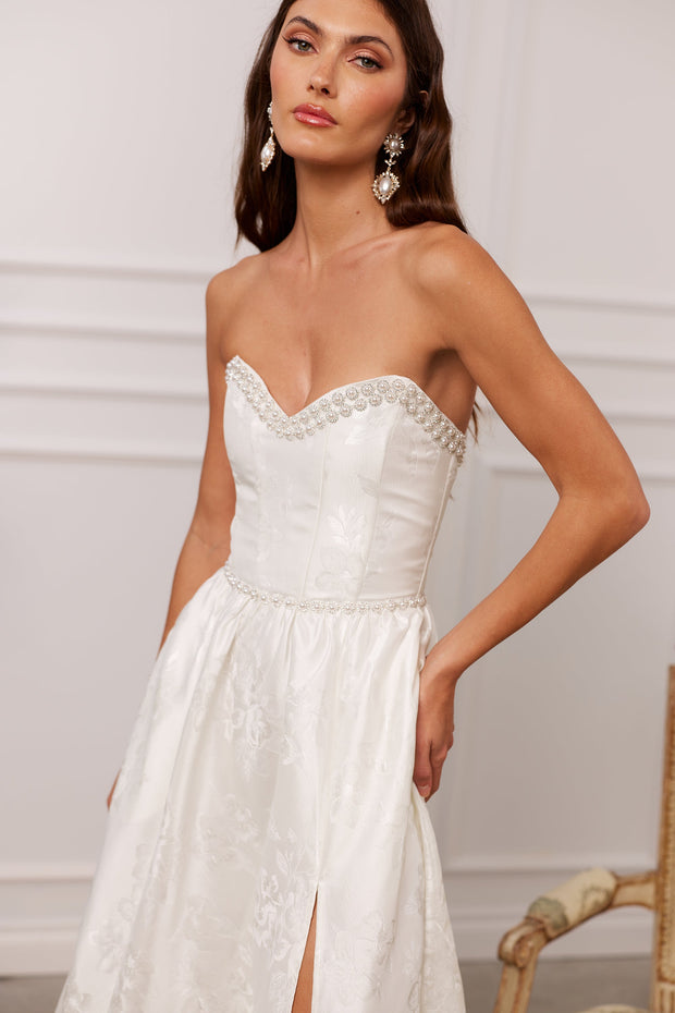 The Lucia Dress in White Baroque Floral