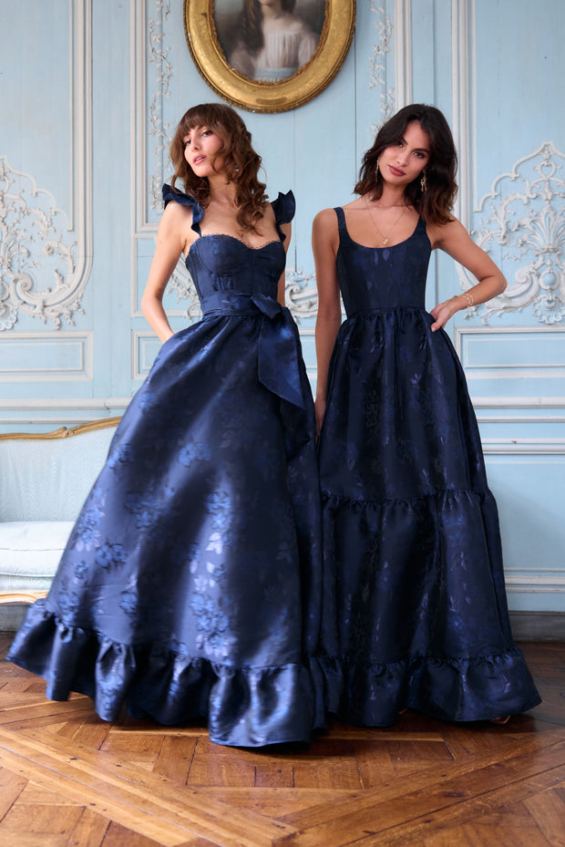 The Veronica Dress in Navy Baroque Floral