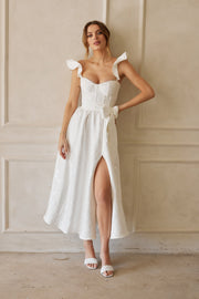 The Vera Dress in White Baroque Floral